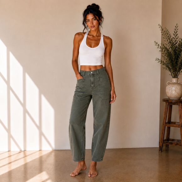 Veronica Beard Pants - Utility Barrel Leg Pants Veronica Beard Charlie W/28 Army Green LN